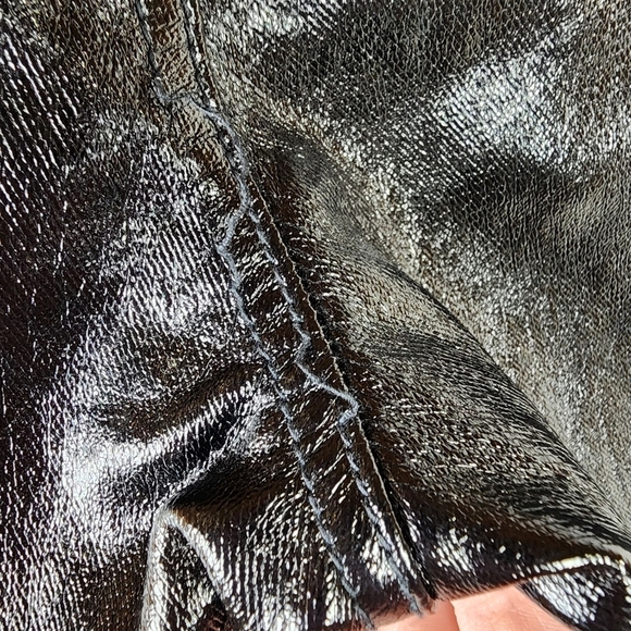 Free People We The Free Vegan Patent Leather Pant Button Fly 5  Pocket Black 28 - Picture 16 of 16